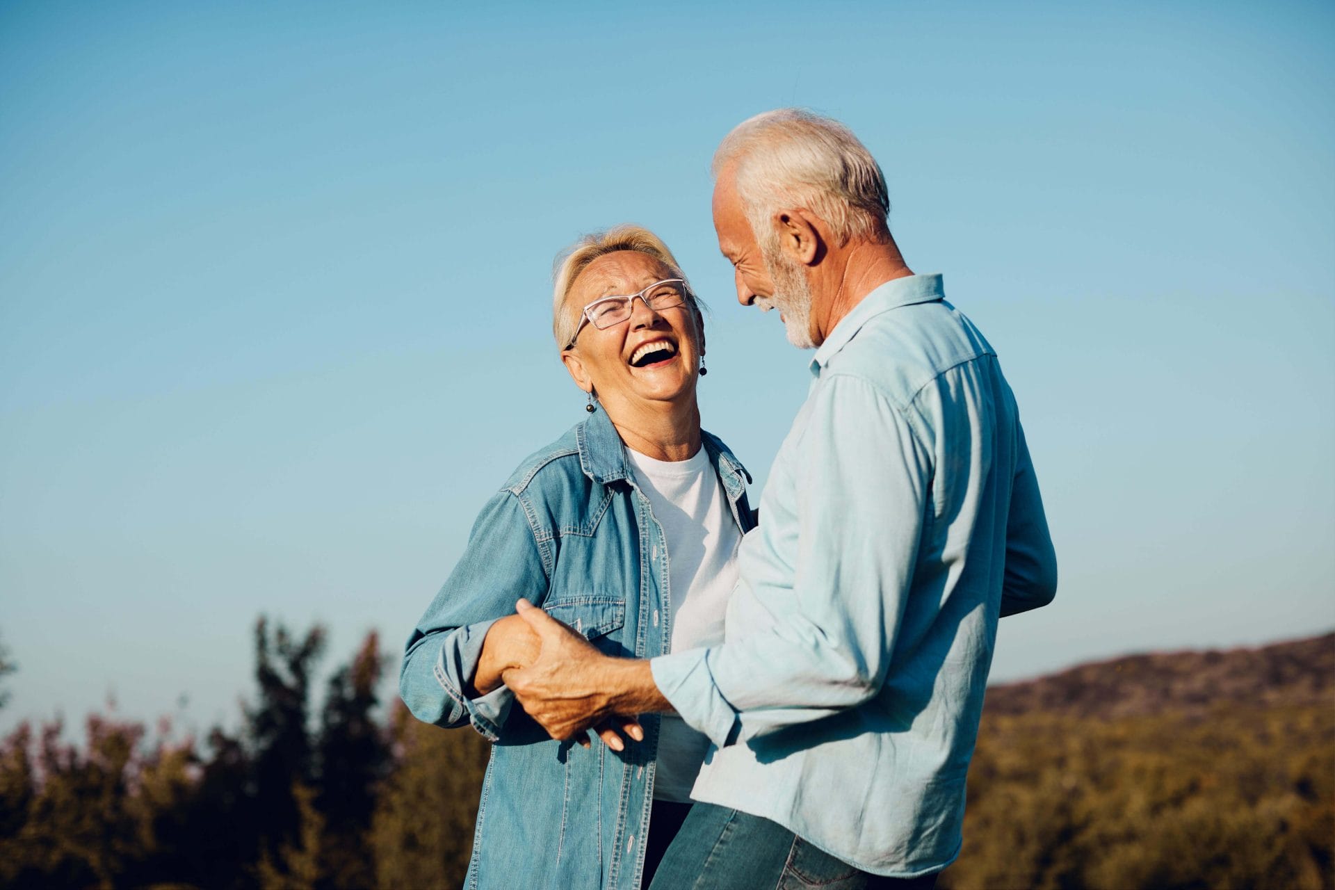 happy older couple outdoors