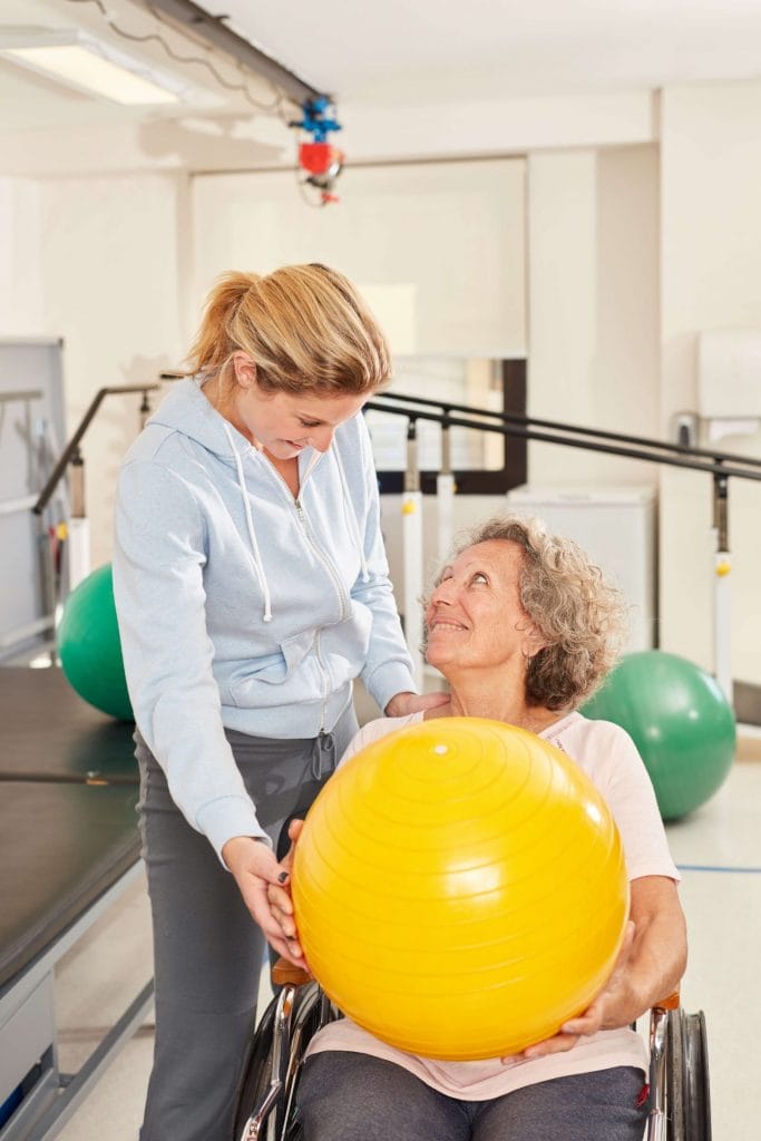 woman doing therapy and smiling