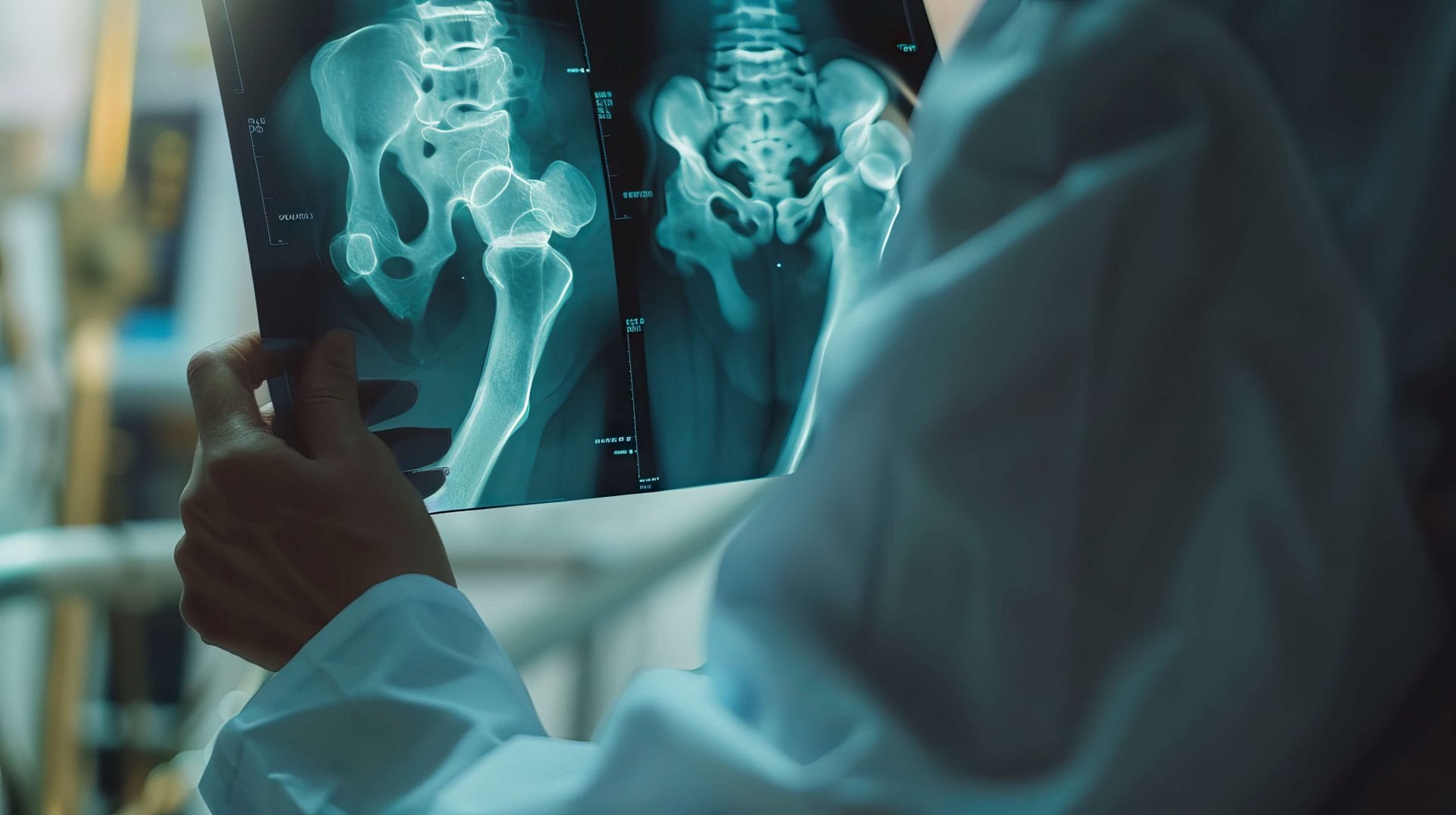 doctor looking at x-ray of bones