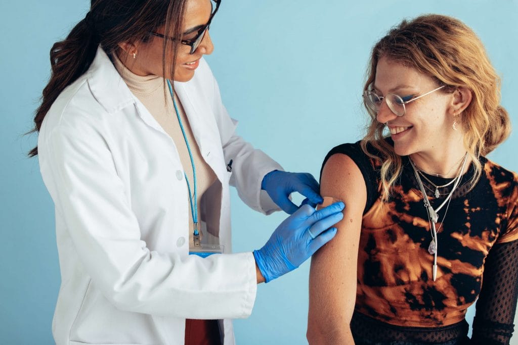 person getting flu shot