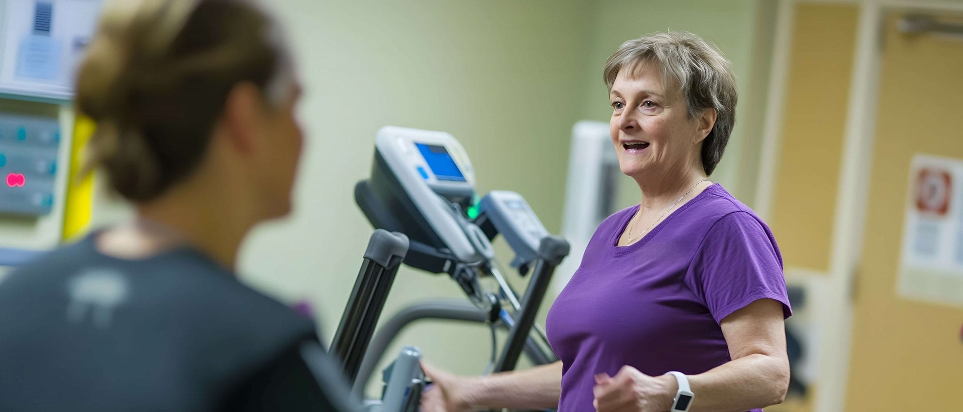 woman about to exercise on a treadmill