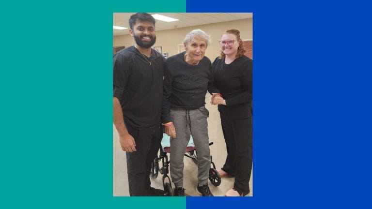 Lorin Lovfald with some caretakers at PAM Health