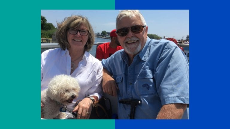 Peter with his wife and dog