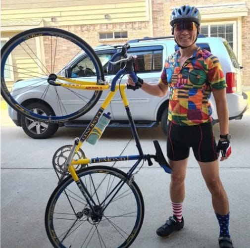 Chad Nguyen with his bike before his accident